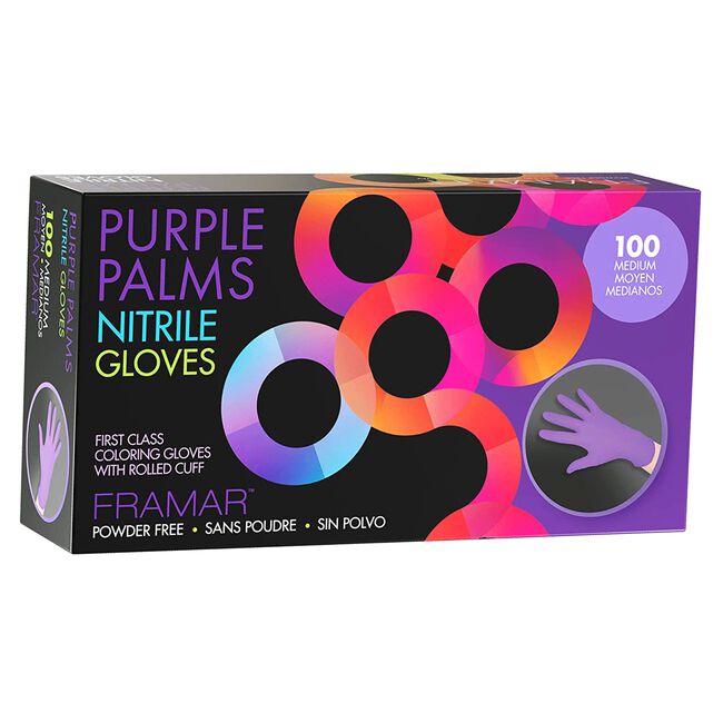 Black Framar Purple Palms Nitrile Gloves Medium