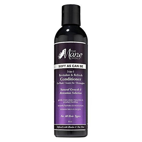 The Mane Choice - Soft As Can Be Revitalize & Refresh 3-en-1 Co-Wash, Leave In, Detangler (8 onces / 230 millilitres) - Après-shampoing multi-actions pour cheveux bouclés, ondulés et crépus