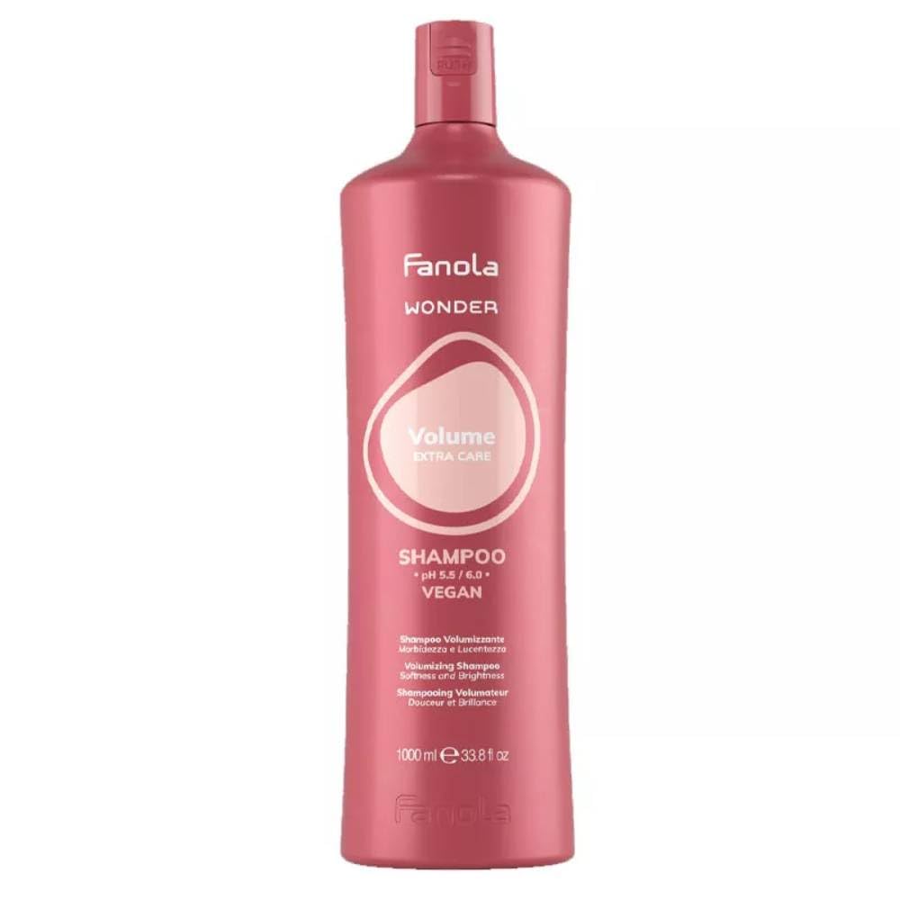 Fanola Wonder Volumizing Shampoo for Fine Hair - Sulfate-Free Hair Shampoo for Women & Men - Lightweight Cleanser for Lifting Roots, Thickening & Strengthening - Vegan & SLS/SLES Formula (1000 ml)