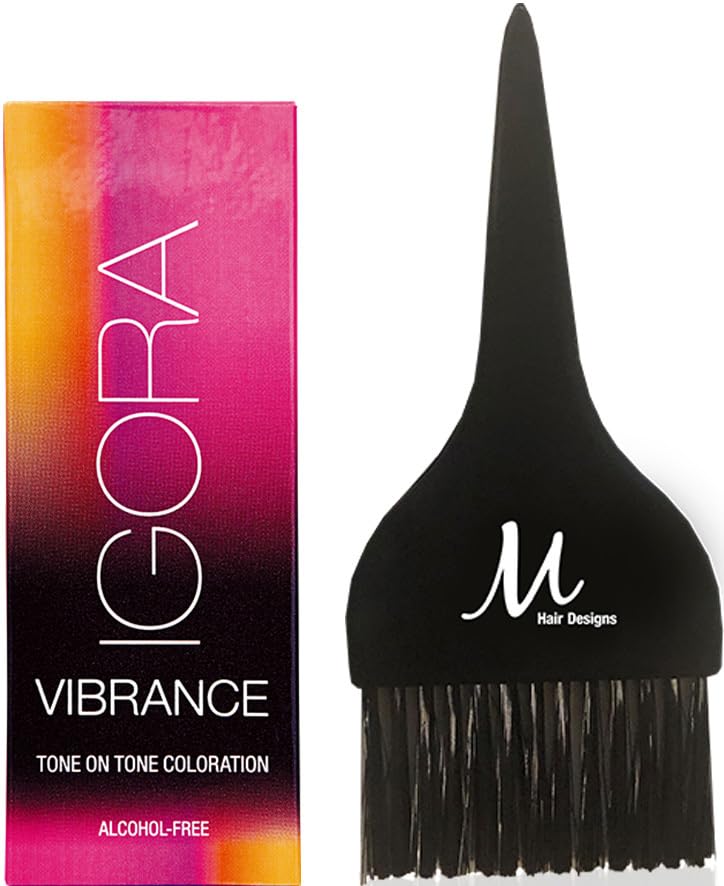 Igora Vibrance 0-89 红紫浓缩半永久性同色系无酒精液体染发剂 60 毫升和 M Hair Designs 染发刷(套装)