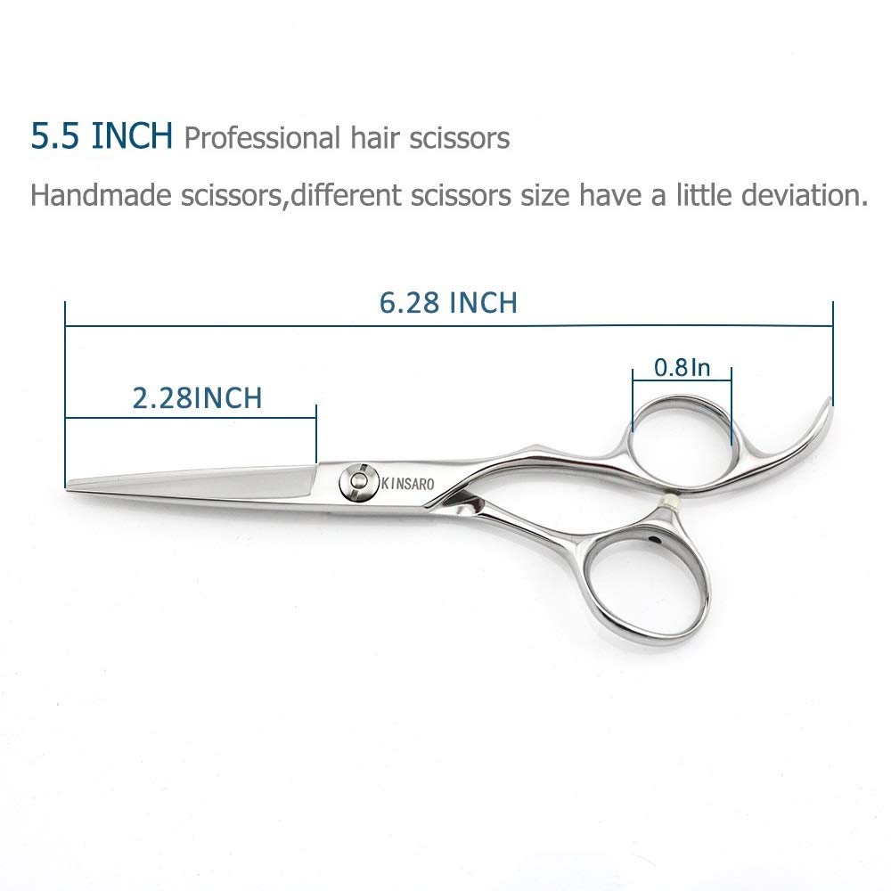 5.5" Barber scissors Hair scissors Professional Hair Shears Cutting Shears 440C Hair Cutting Scissors Barber Shears Haircut Scissors Silvery Convex Blades KINSARO
