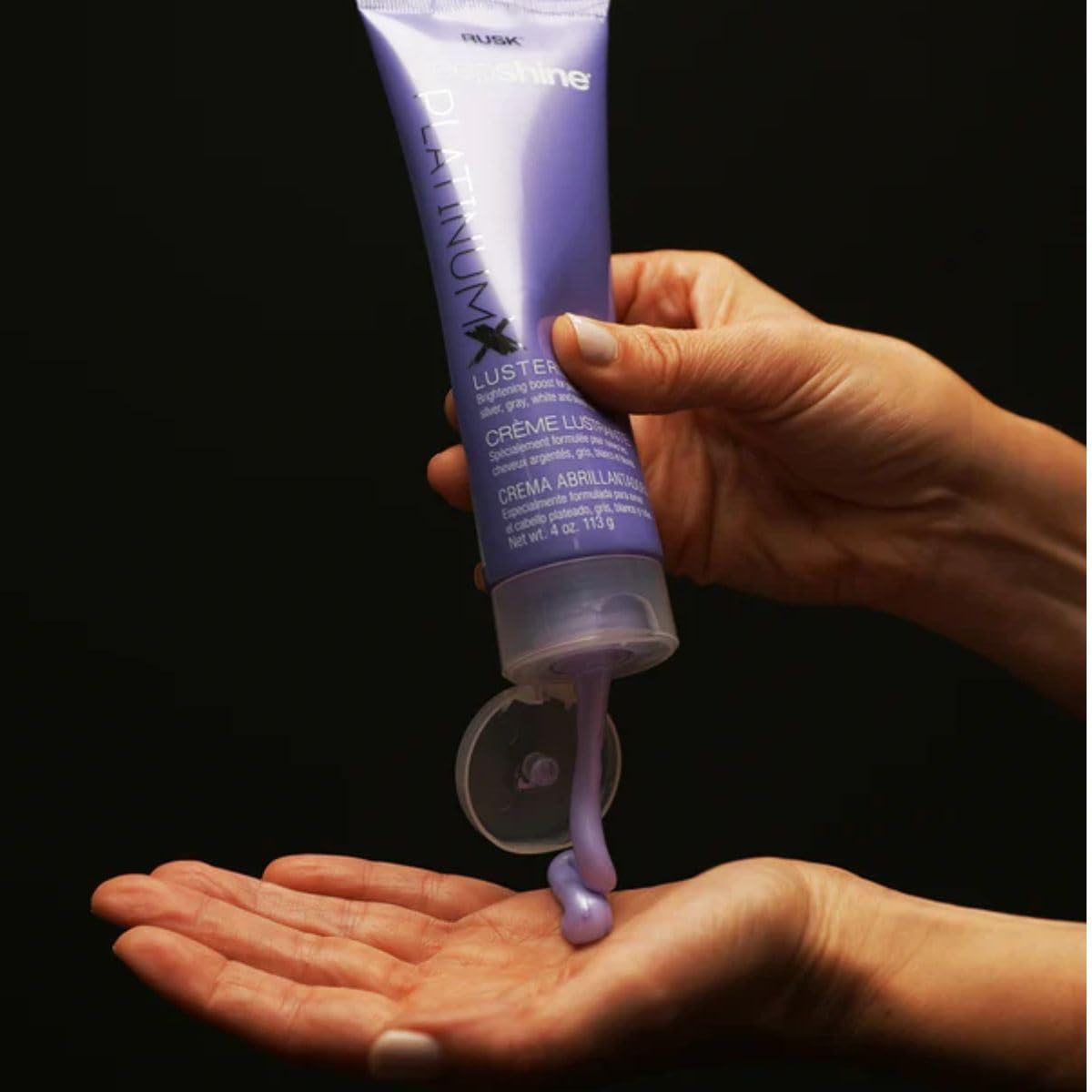 RUSK PlatinumX Lusterizer, crème coiffante de formule salon pour booster la brillance, éliminer les reflets cuivrés et lutter contre les frisottis, 113 g