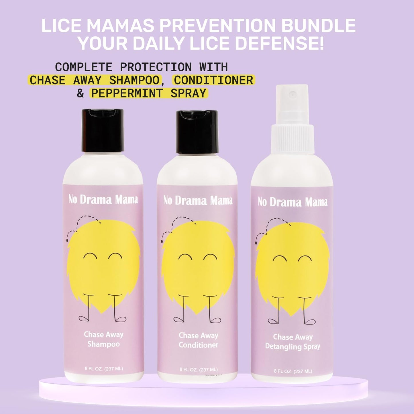 Lice Prevention Bundle – Natural Shampoo, Conditioner & Peppermint Spray for Kids & Families – Non-Toxic & Safe for All Ages
