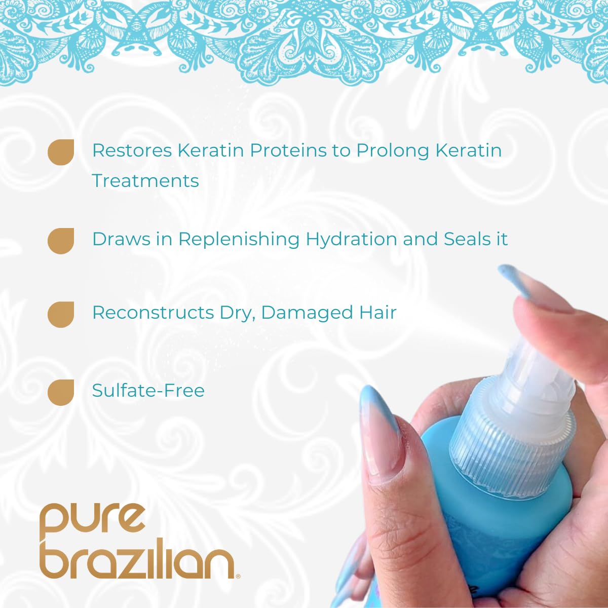 Pure Brazilian Leave-In Conditioner, Nourishing Hair Treatment Enriched with Keratin to Fortify & Strengthen, 6.78 Ounce (200 Milliliter)