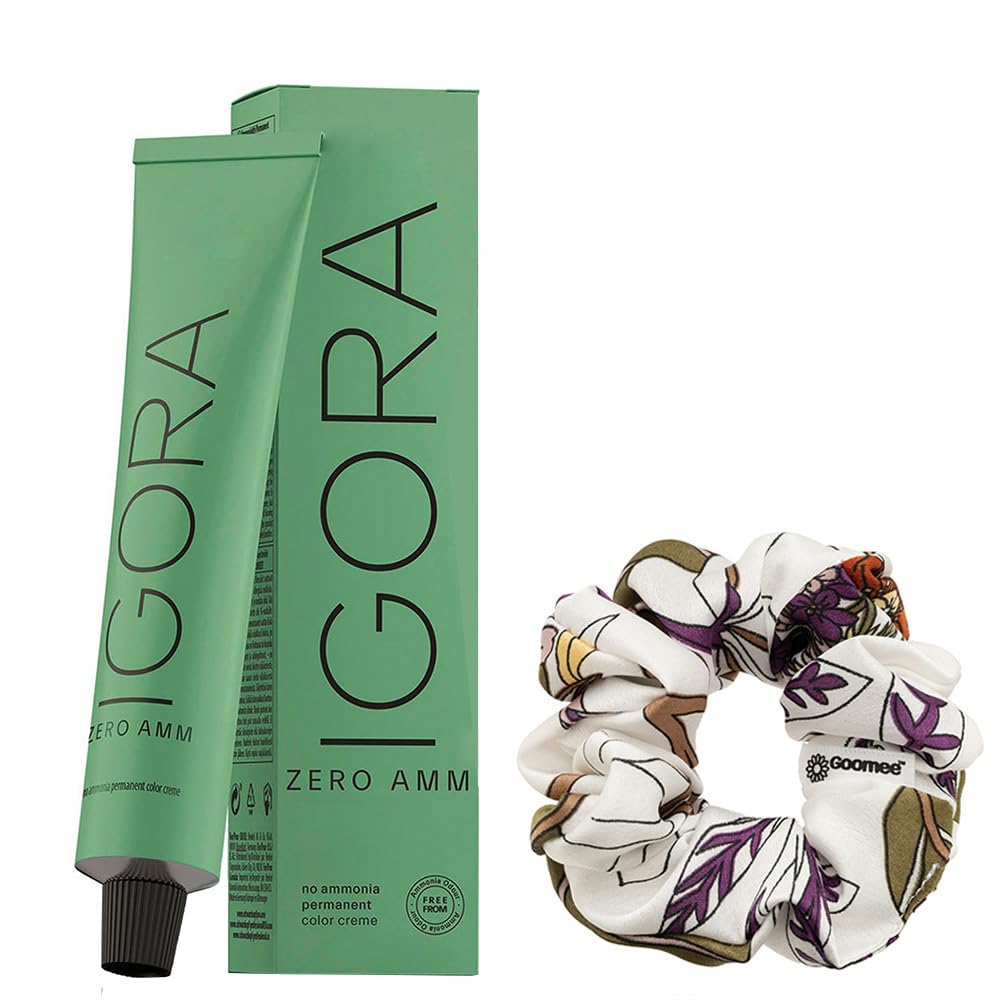Igora Zero AMM 6-46 Dark Blonde Beige Chocolate Hair Color | Igora Royal No Ammonia Permanent Color Creme Hair Dye 2.1 oz and Goomee Scrunchie (Bundle)