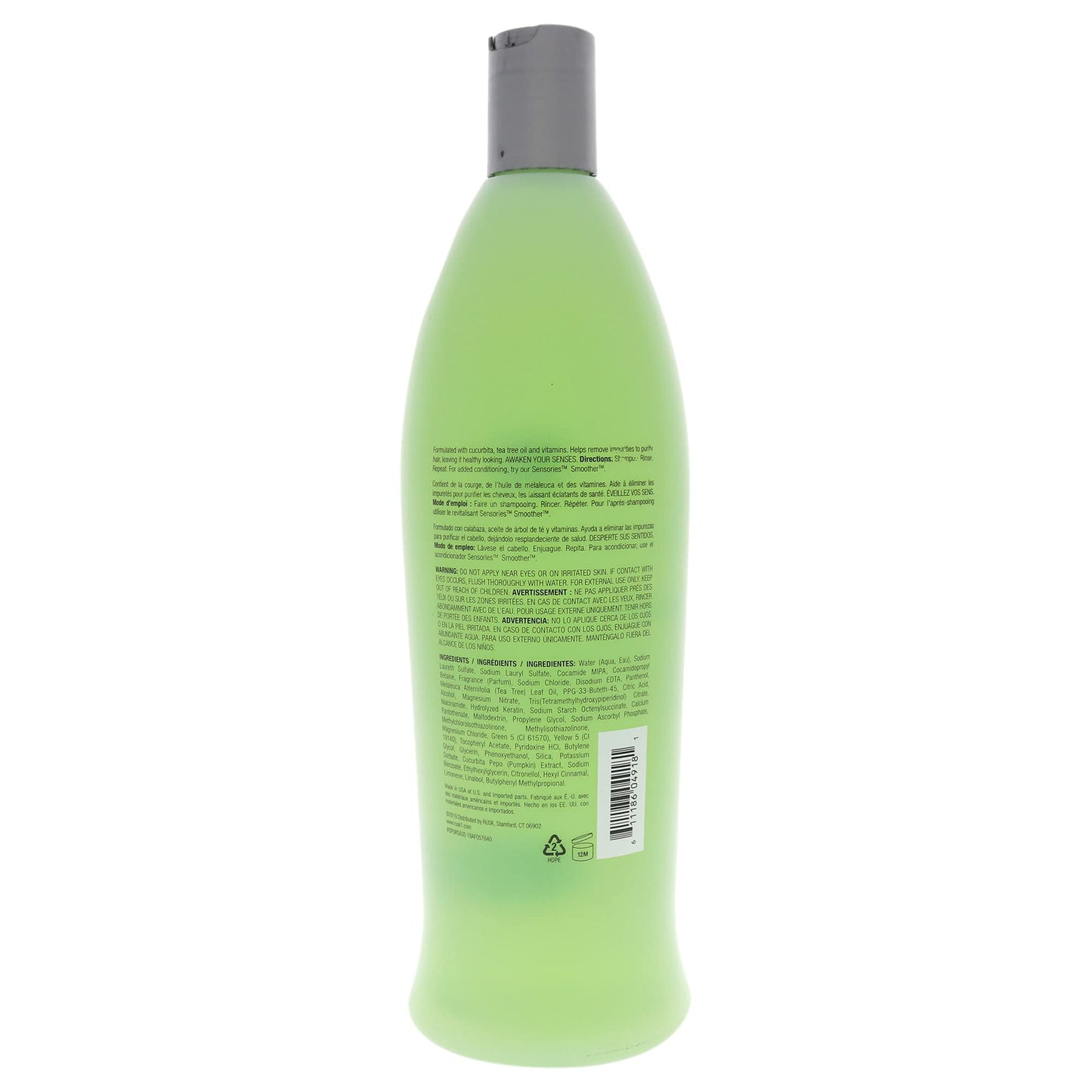 RUSK Sensories Purify Shampooing nettoyant en profondeur à la cucurbita et à l'arbre à thé, débarrasse les cheveux des impuretés et de l'accumulation de produits coiffants, 33,8 fl. oz.