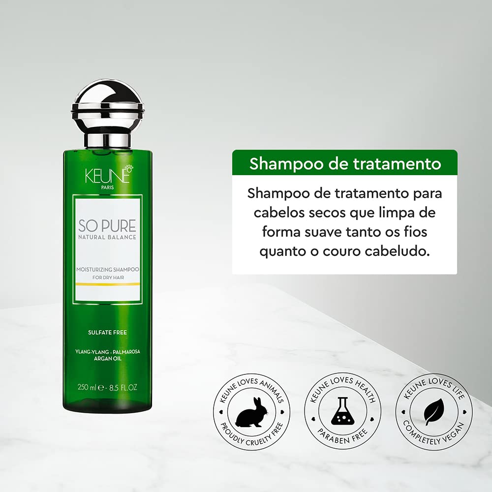 Keune So Pure 保湿洗发水,保湿修复清洁剂,适合干性头发,8.5 液体盎司