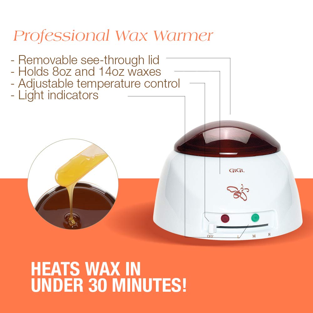 GiGi 脱毛入门套装 - 家用面部和身体脱毛套装、软蜡加热器、脱毛前后护理