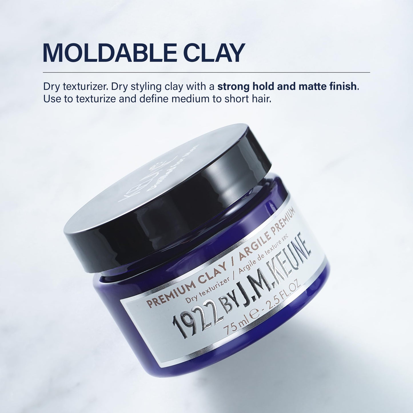 KEUNE 1922 by JM 可塑粘土,男士强力定型哑光造型粘土,2.5 液体盎司