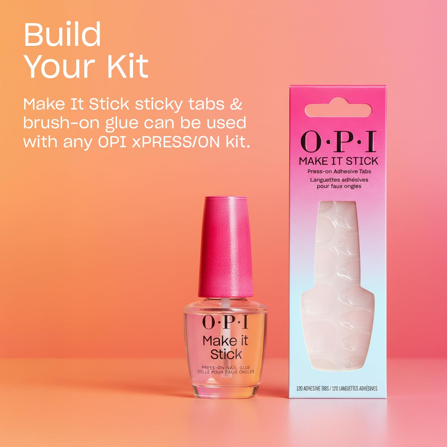 Light Salmon OPI Make It Stick Nail Adhesive Glue | 0.5 Fl Oz - 15 mL