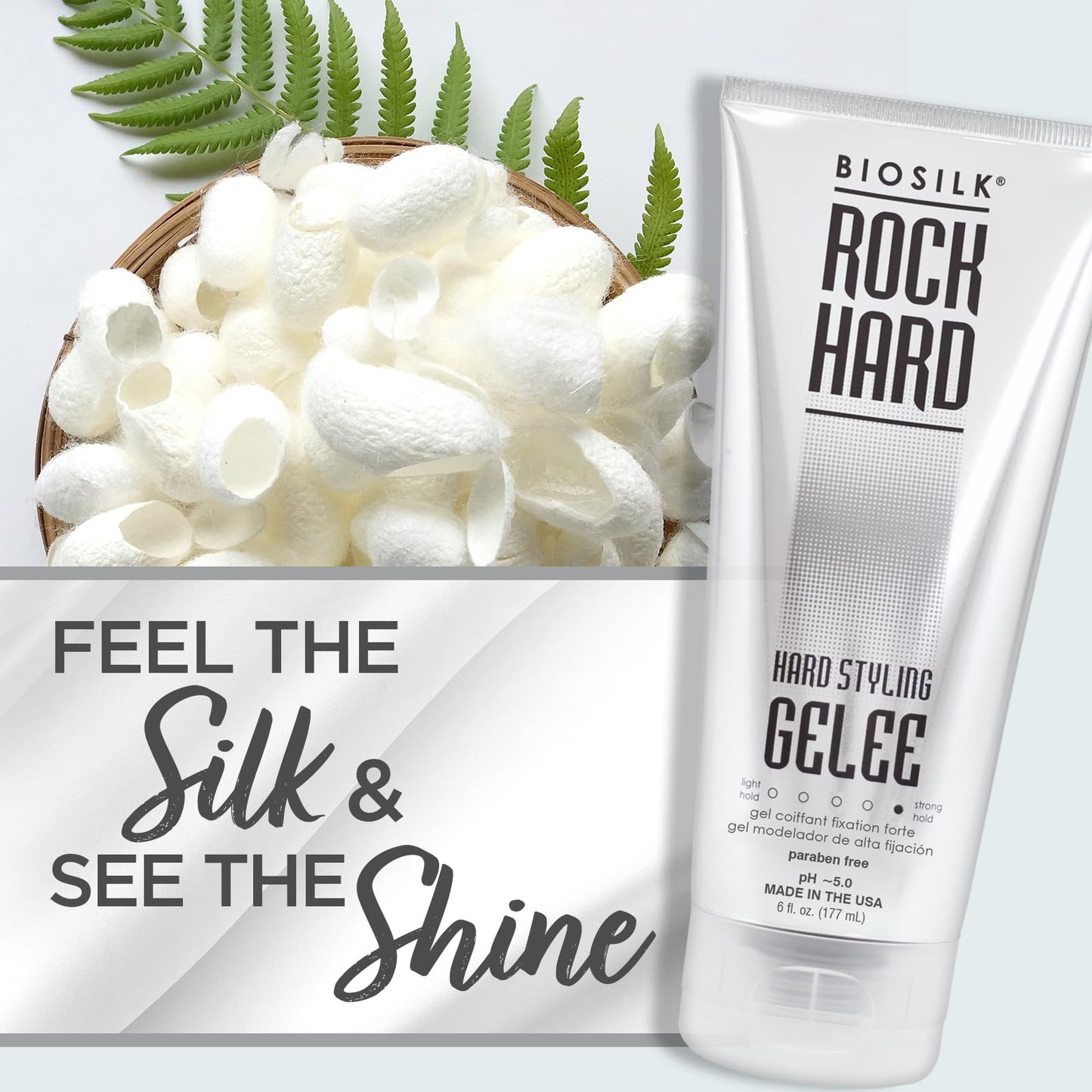 Lavender BioSilk Rock Hard Gel, Firm-Hold Hair Gel for Long-Lasting Styles, Shapes, Defines & Adds Shine, Sulfate-Free, Paraben-Free, Cruelty-Free, 6 Oz