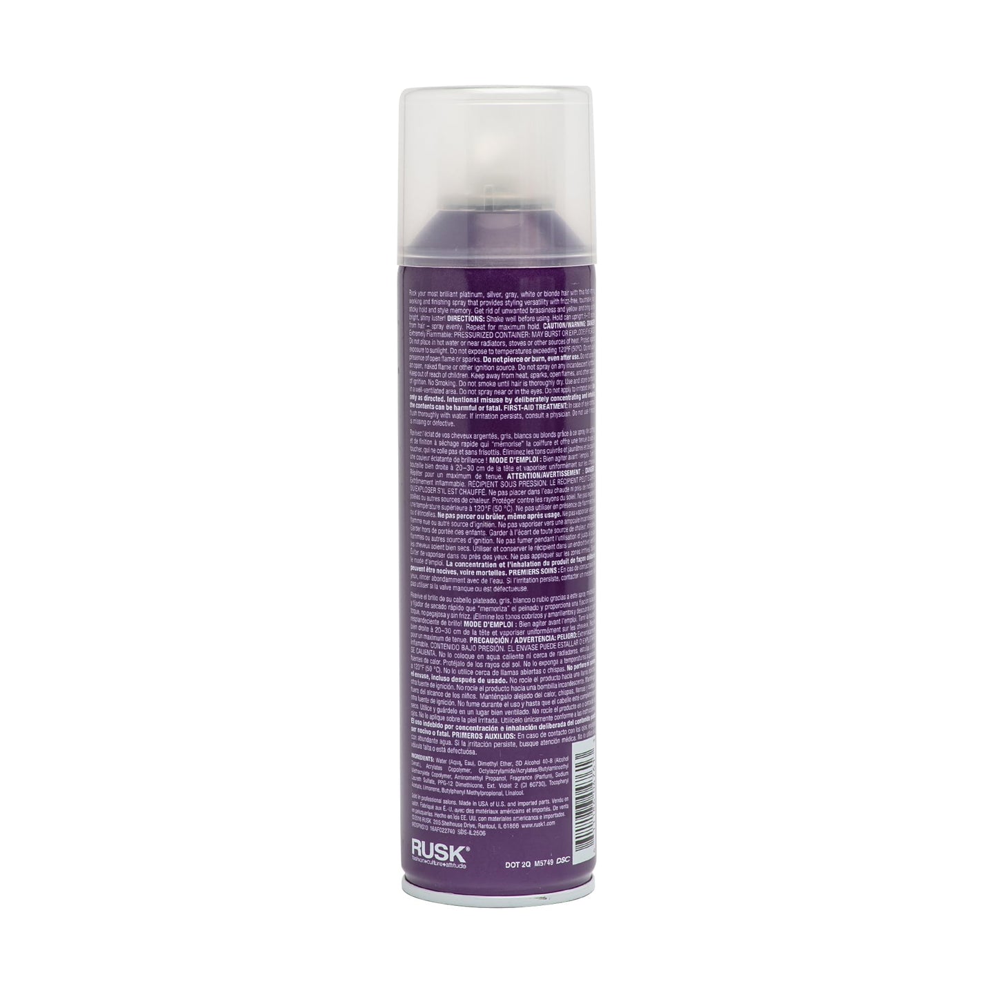 Laque RUSK Deepshine PlatinumX, spray de finition à séchage rapide, résistance à l'humidité toute la journée, offre une tenue forte, de la forme et du corps pour un look brillant, 10,2 oz
