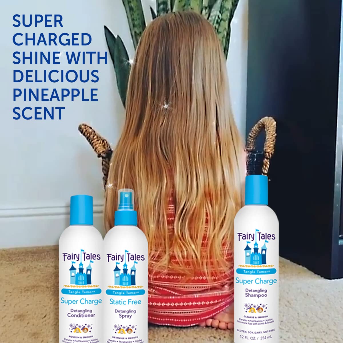 Black Fairy Tales Tangle Tamer Detangling Shampoo and Conditioner for Kids plus Detangling Spray - Ultra Moisturizing and Anti Frizz Protection - Paraben Free, Sulfate Free - 12 Oz (3 pack)