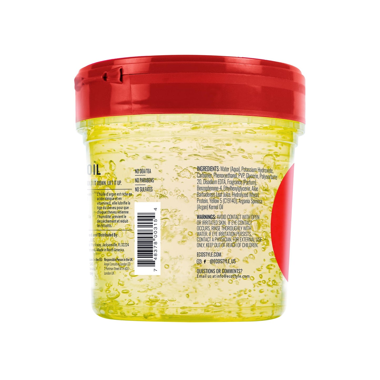 Eco Style Moroccan Argan Oil Styling Gel - Promotes Healthy Hair - Nourishes And Repairs - Delivers Long Lasting Shine - Provides Maximum Hold and Helps Tame Frizz - Ideal For All Hair - 8 oz