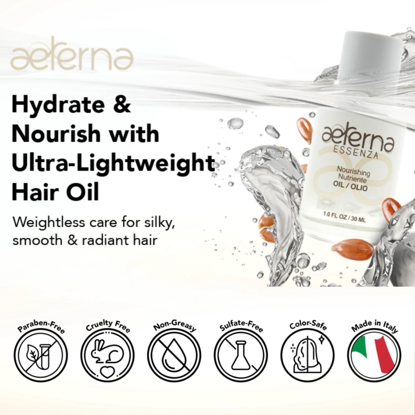 Aeterna ESSENZA, Natural Hair Care Oil, Nourishing Oil, Linseed Oil, For All Hair Types