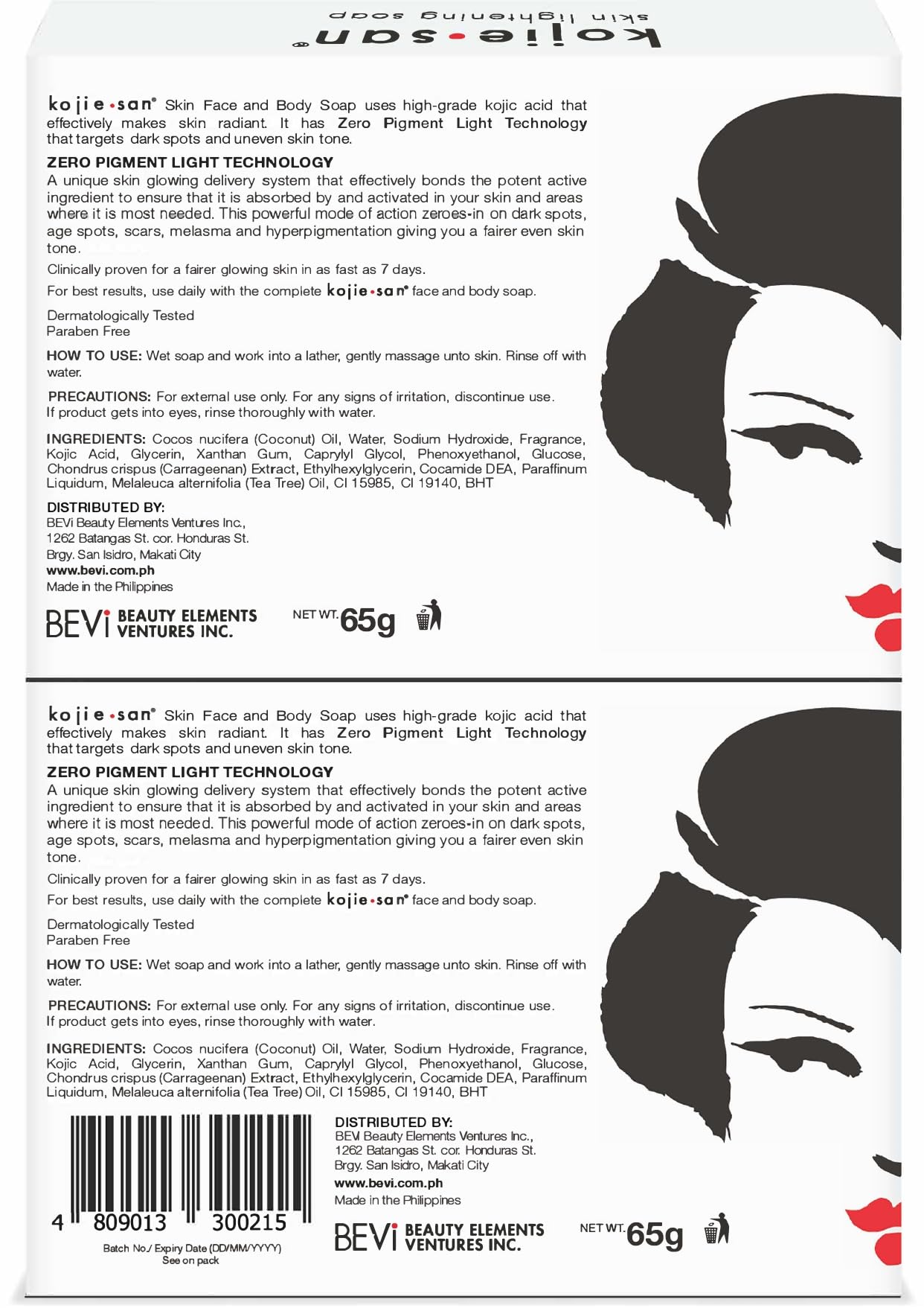 Savon éclaircissant Kojie San - Acide kojique original qui réduit les taches brunes, l'hyperpigmentation et les cicatrices avec un filet de savon exfoliant inclus - 65 g x 2 barres