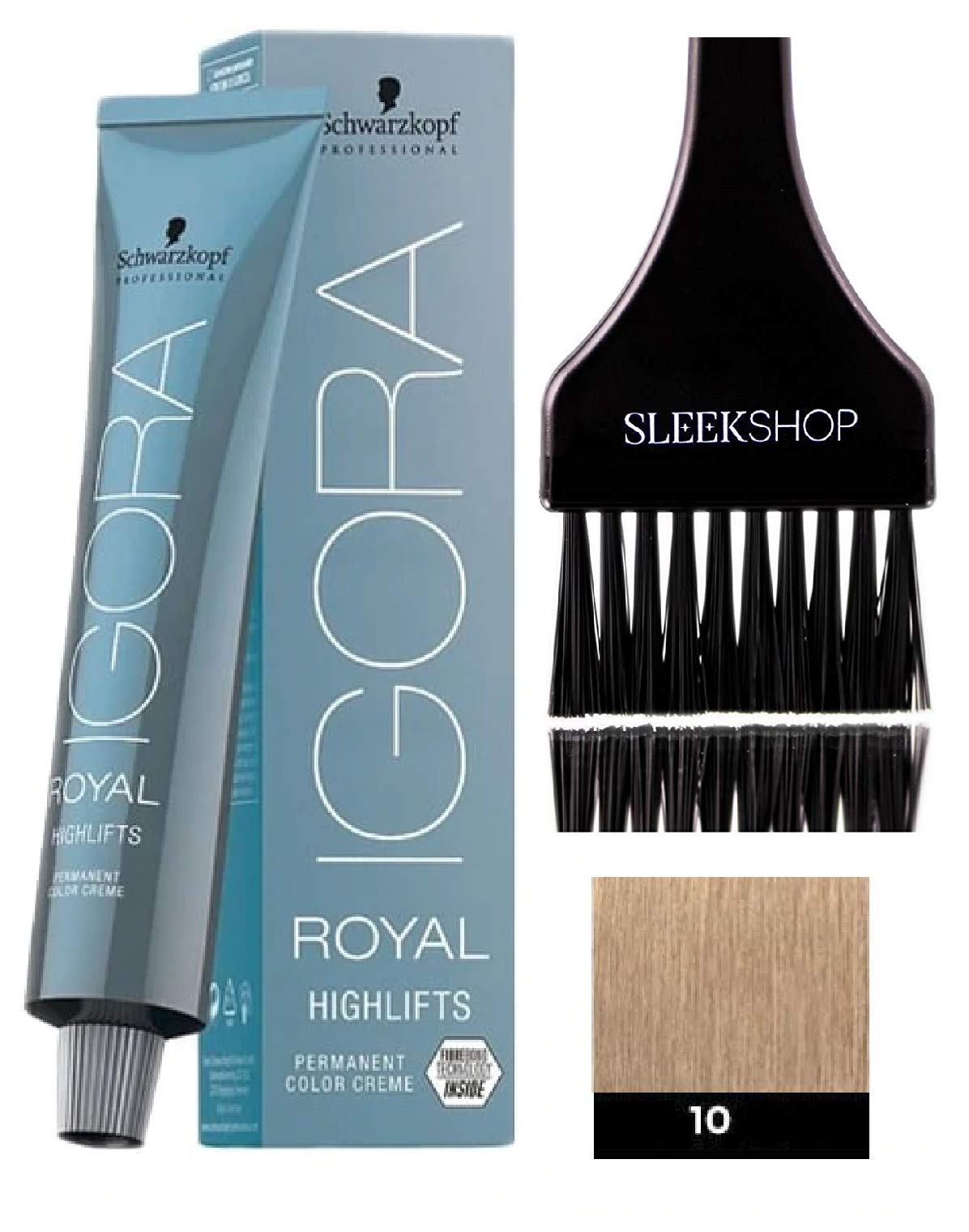 Schwarzkopf IGORA Royal HIGHLIFTS Permanent Hair Color Creme (with Sleek Tint Applicator Brush) Haircolor Cream (10-0 Ultra Blonde)