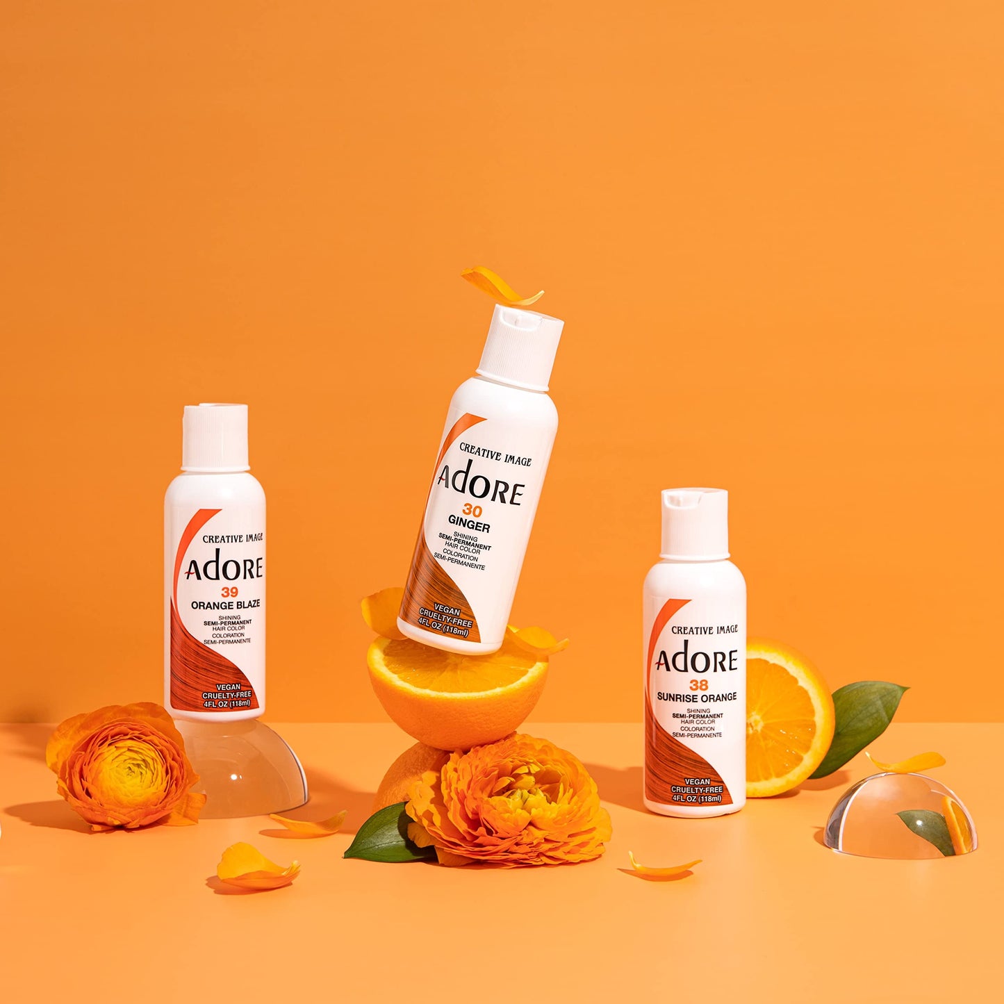 Coral Adore Semi Permanent Hair Color - Vegan and Cruelty-Free Hair Dye - 4 Fl Oz - 030 Ginger (Pack of 3)