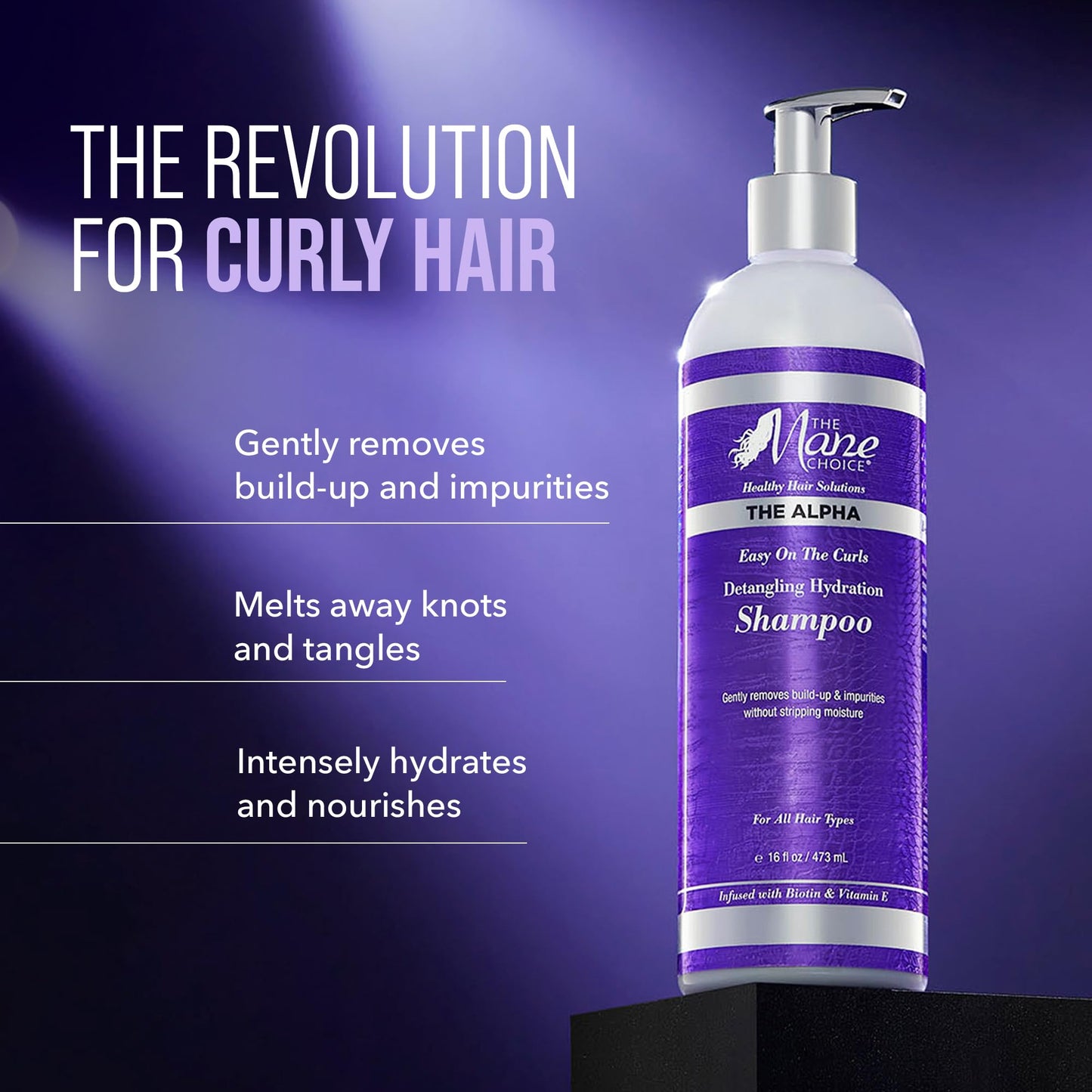 The Mane Choice The Alpha Easy On The Curls Detangling Hydration Shampoo, Gentle, Non-Stripping Clarifying Shampoo, Helps Remove Knots & Tangles, Supports Natural Hair Growth & Retention, 16 oz