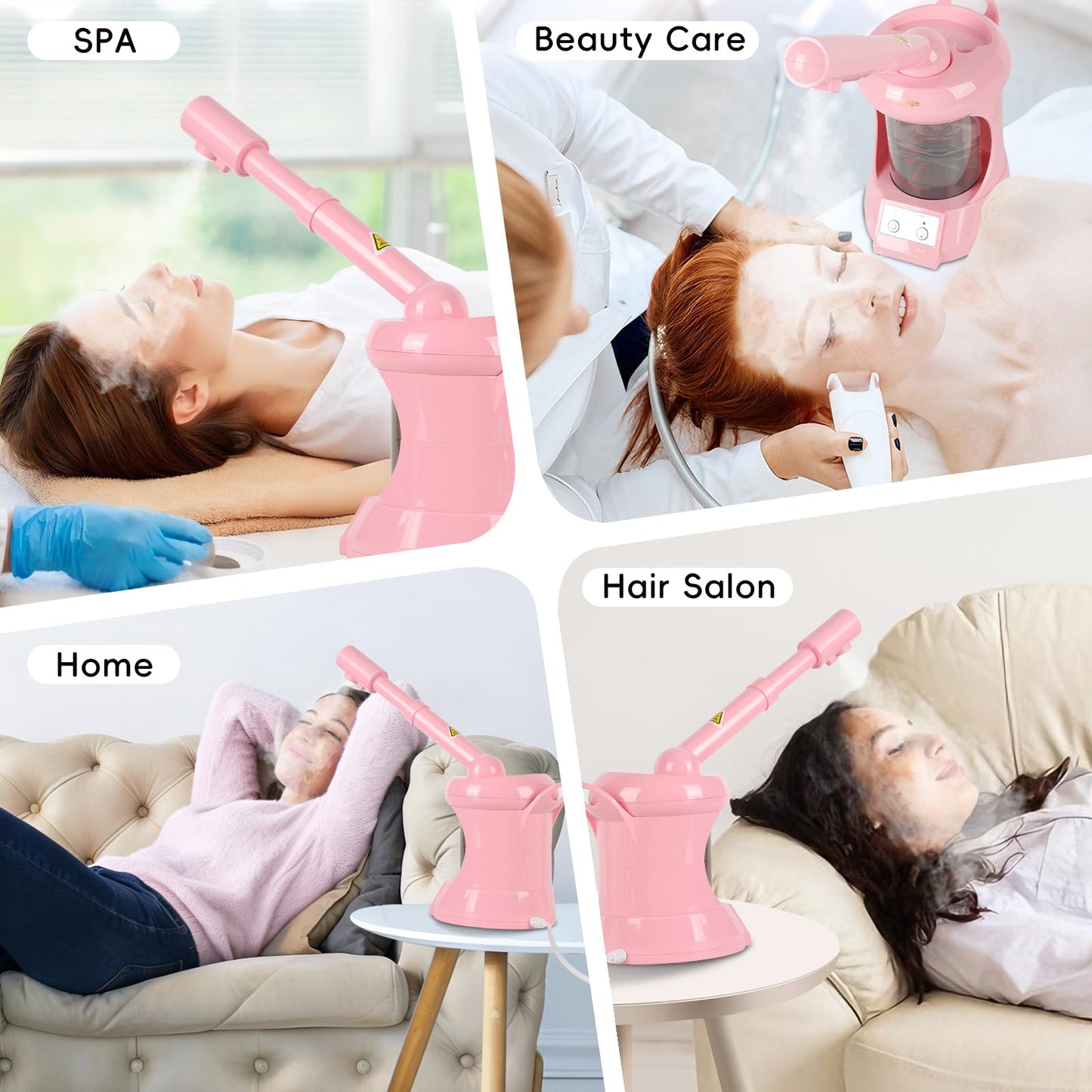 Lavender Facial Steamer Nano Ionic Face Steamer with Extendable Arm, Portable Face Steamer for Facial Deep Cleaning, Steamer for Facial for Personal Care at Home or Salon(Pink)