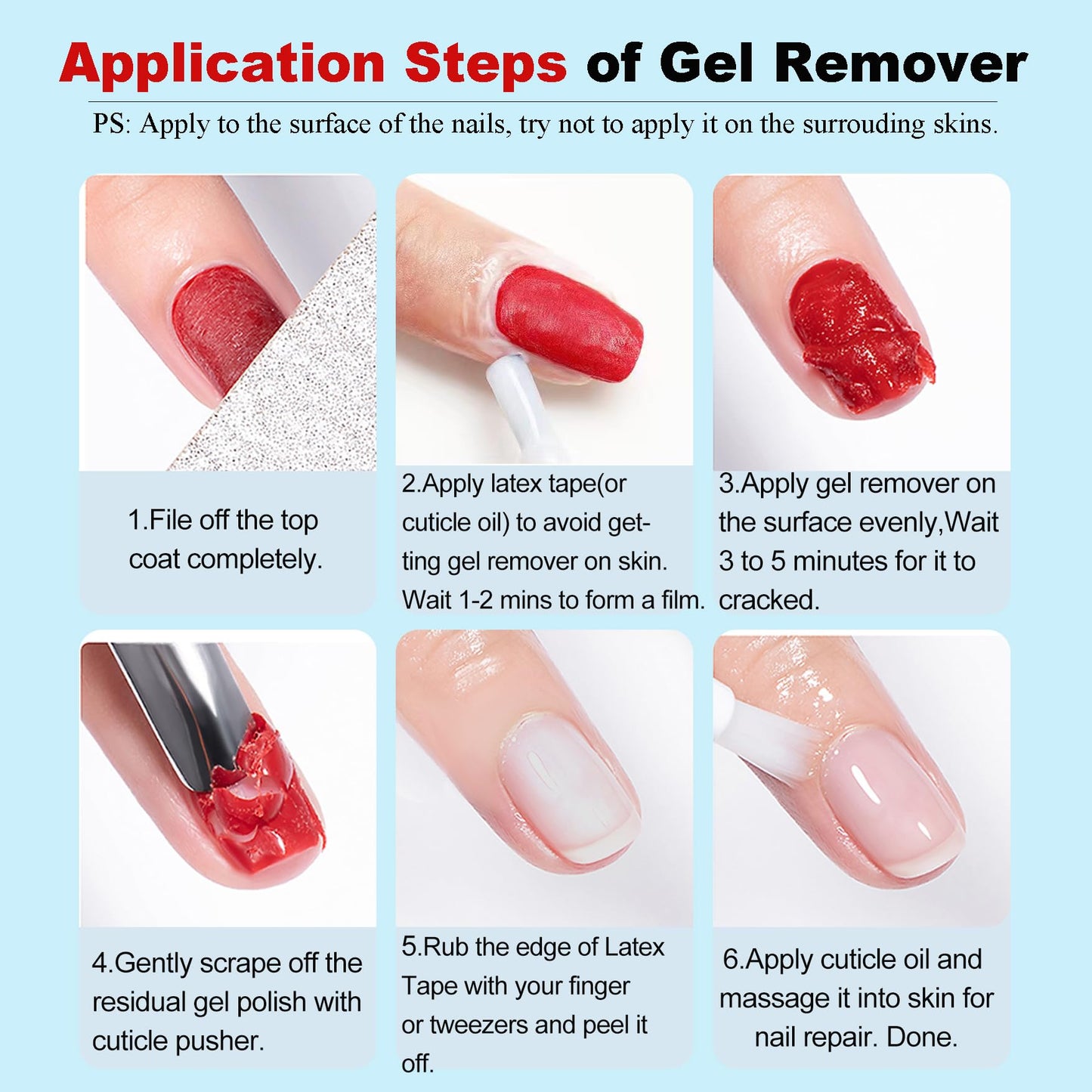 White Smoke Gel Nail Polish Remover - Gel Polish Remover Kit with Cuticle Oil & Latex Tape & Colored Peel Off Manicure Tools, Gel Remover for Nails 2-5 Minutes, No Soaking,Wrapping
