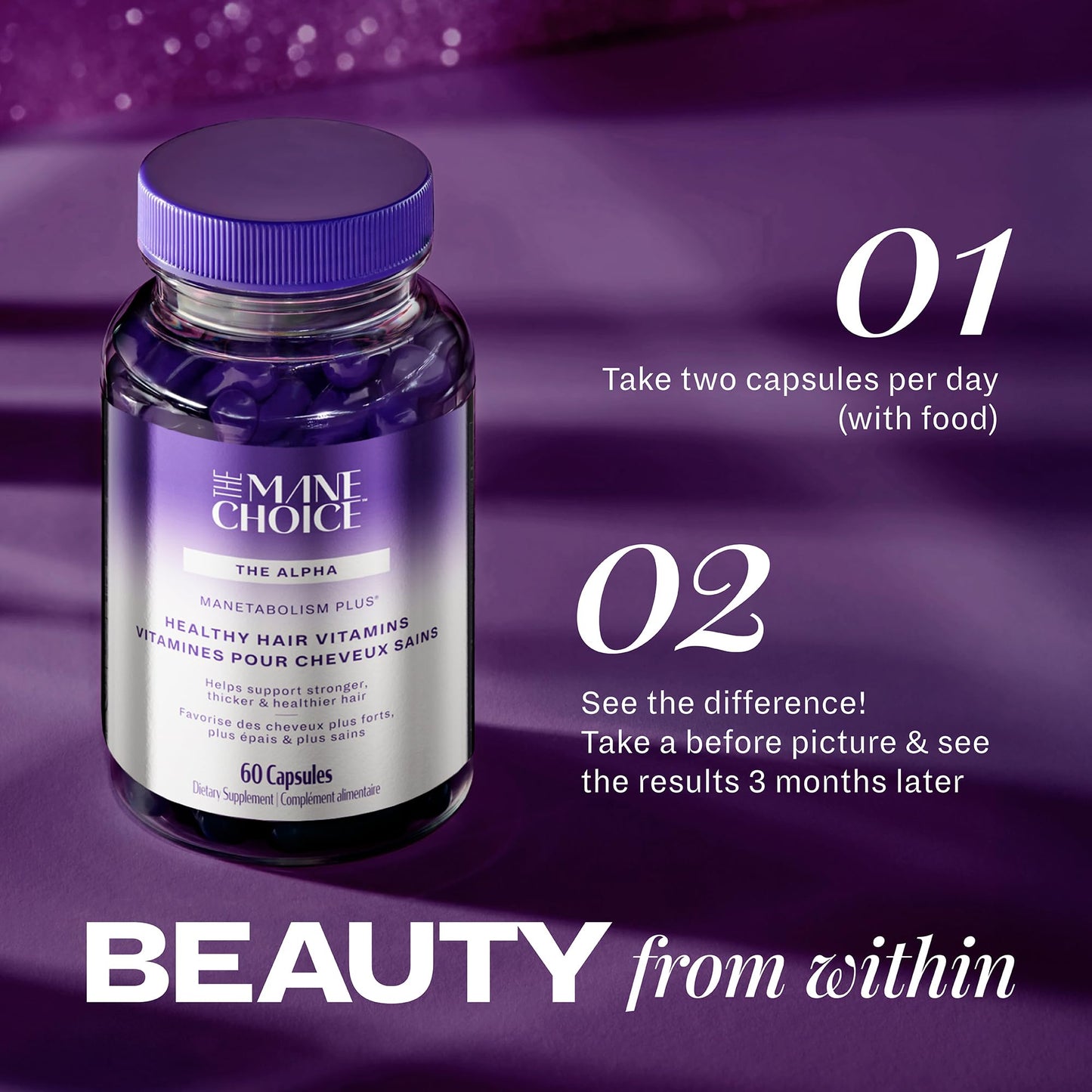 Vitamines Mane Choice MANETABOLISM Plus pour une croissance capillaire saine - Suppléments pour des cheveux plus longs, plus épais et plus sains - Vitamines pour cheveux, peau et ongles pour femmes et hommes (60 capsules) - L'emballage peut varier