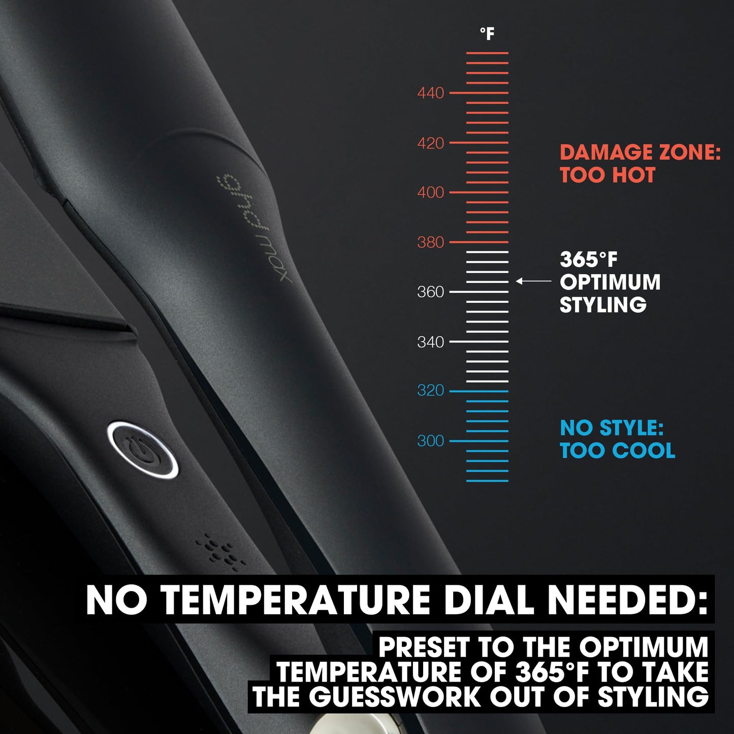 ghd Max Styler 2英寸平板直发器,专业宽陶瓷板造型工具,适合长发、浓密卷发 - 黑色