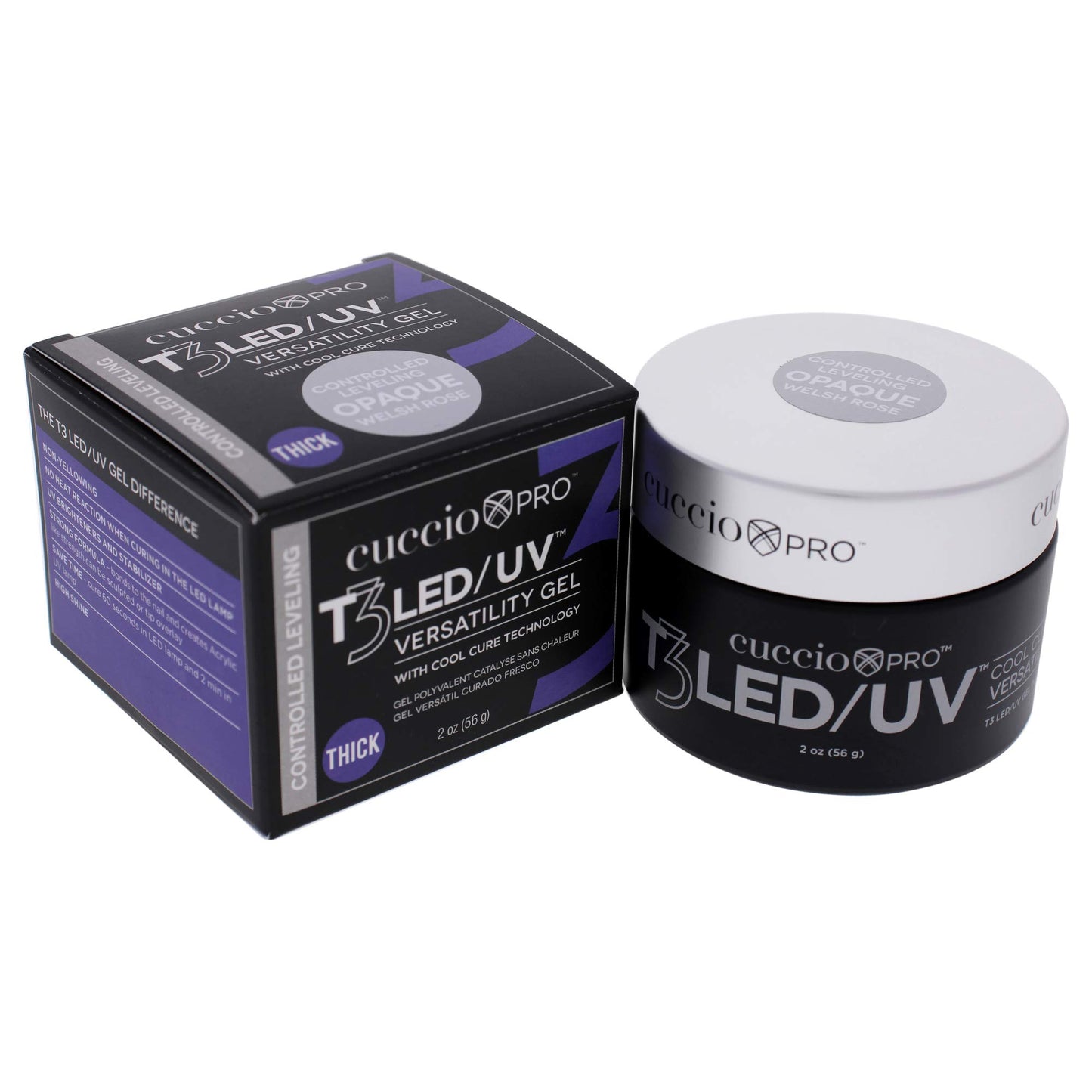 White Smoke Cuccio Pro T3 LED/UV Cool Cure Versatility Gel - Controlled Levelling - Incredibly Flexible - Strong Adhesion - Thick Viscosity - Fast Application - Quick Cure - Opaque Welsh Rose - 2 Oz Nail Gel