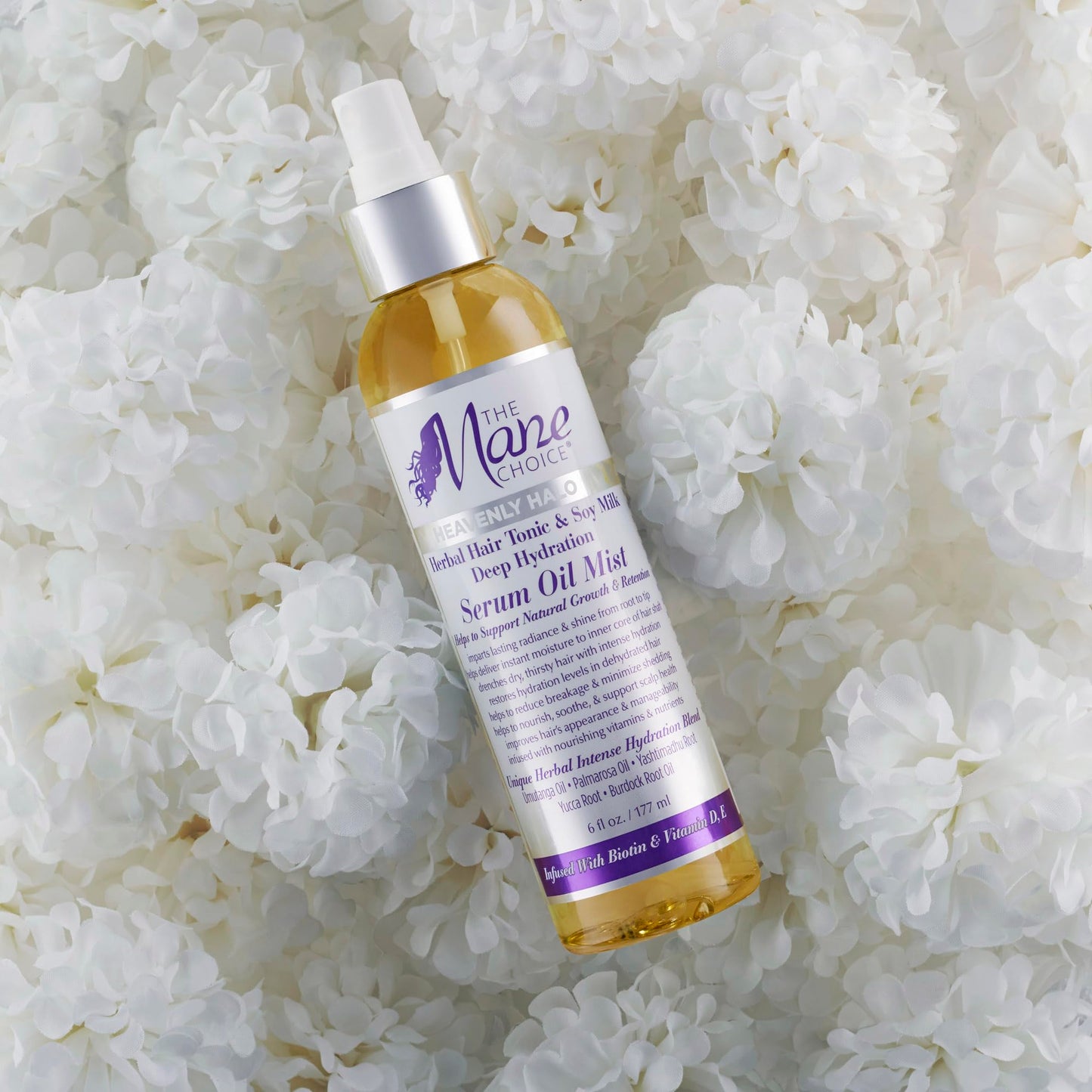 The Mane Choice Heavenly Halo Hair Oil Mist, 170 ml, tonique capillaire à base de plantes et sérum hydratant en profondeur au lait de soja pour cheveux secs, contrôle des frisottis, lissage et hydratation optimale