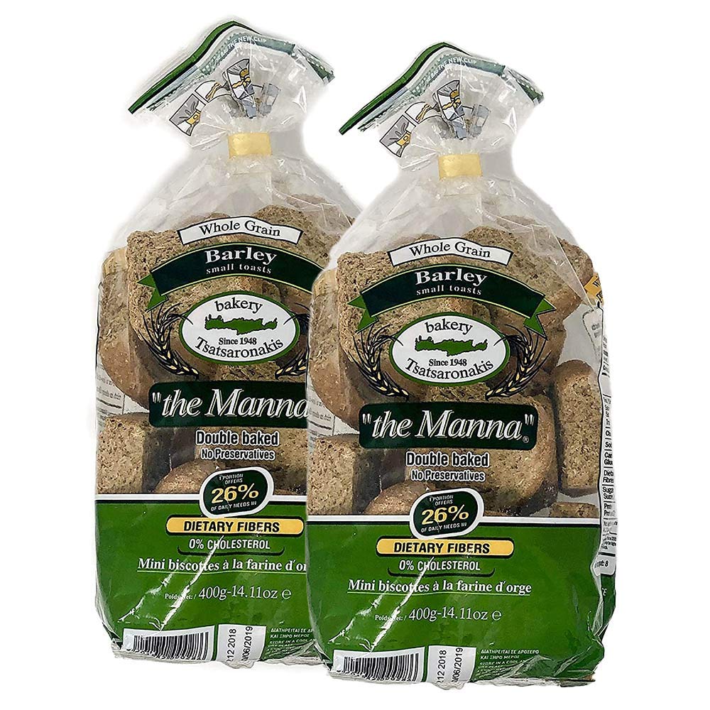 Biscottes grecques à l'orge complète - Tsatsaronakis « Manna », 2 x 400 g (lot de 2)