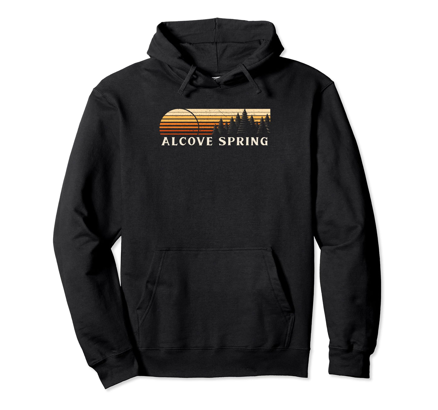 Black Alcove Spring, KS Vintage Evergreen Sunset Eighties Retro Pullover Hoodie