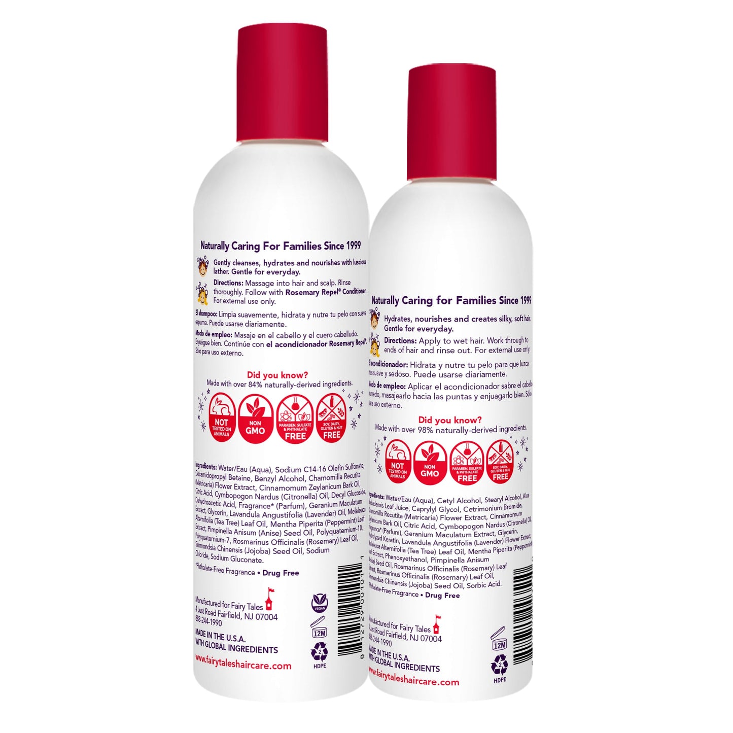 Fairy Tales Rosemary Repel Shampoo, 12 fl oz. and Conditioner, 8 fl oz. Duo Kids Like the Smell, Lice Do Not