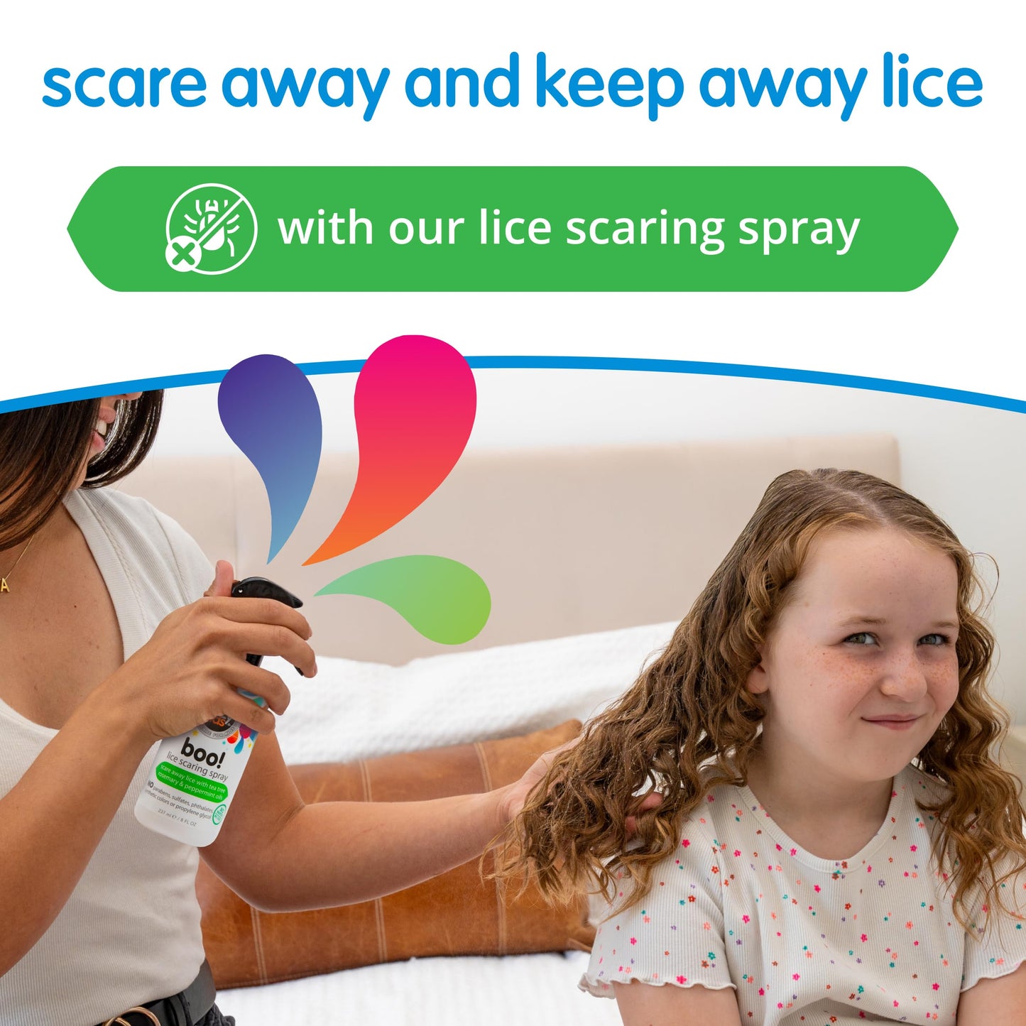 SoCozy Boo Lice Scaring Spray For Kids Hair, Effective Lice Treatment (8 Fl Oz) Clinically Proven to Repel Lice, Conditioning Spray with Tea Tree Oil, Rosemary Oil & Keratin, Paraben & Sulfate Free