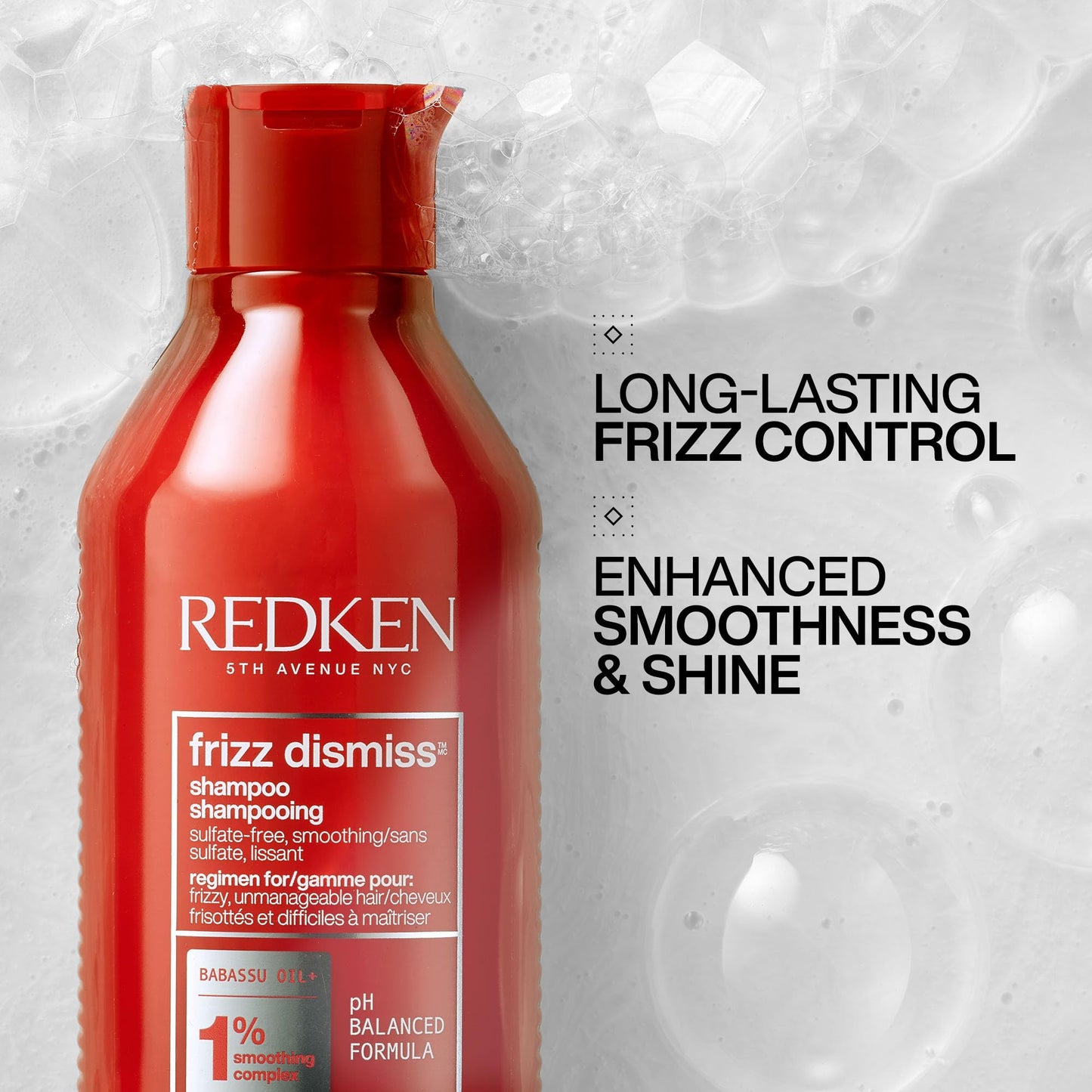 Shampooing Redken Frizz Dismiss | Pour cheveux crépus | Lisse et contrôle les frisottis | Sans sulfate | 100 ml