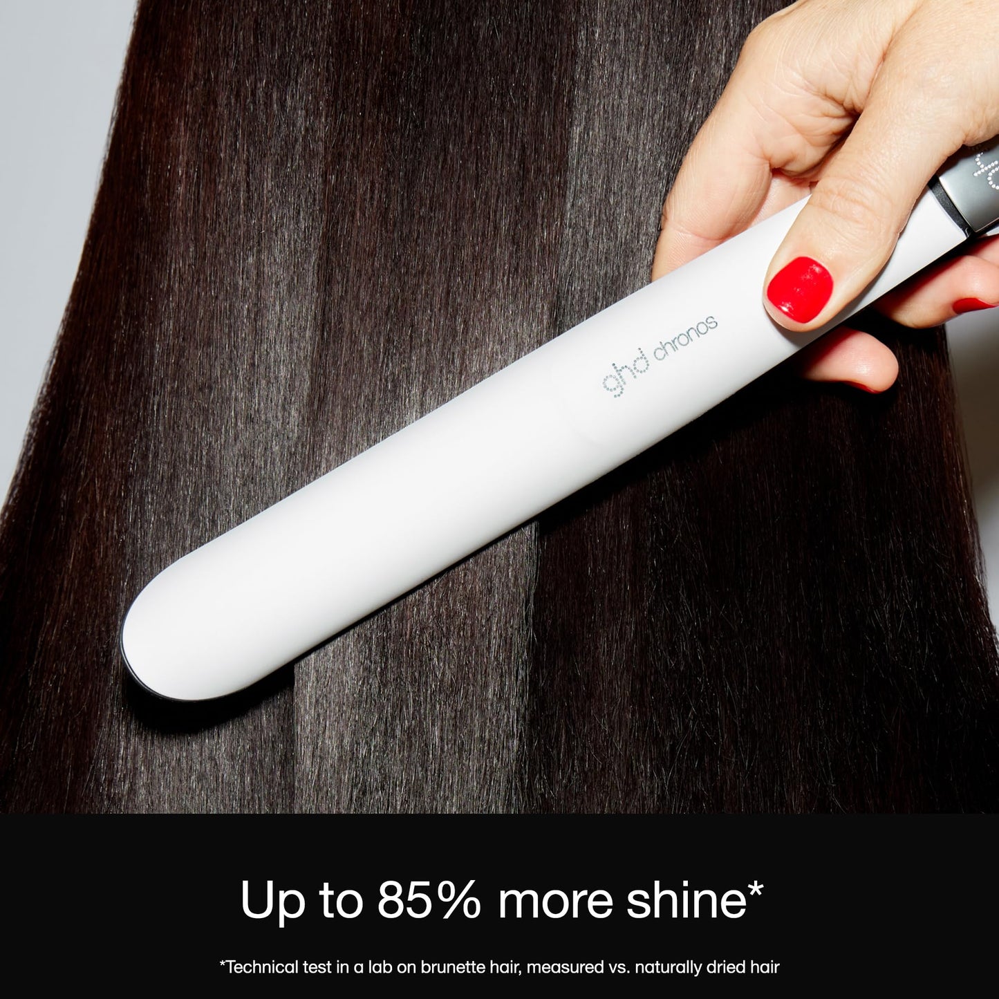 ghd Chronos Styler —— 1 英寸直发器,3 倍速度高清运动感应造型器,一次造型即可获得持续 24 小时的高清效果,光泽度提升 85%,毛躁减少 2 倍,无热损伤 —— 白色