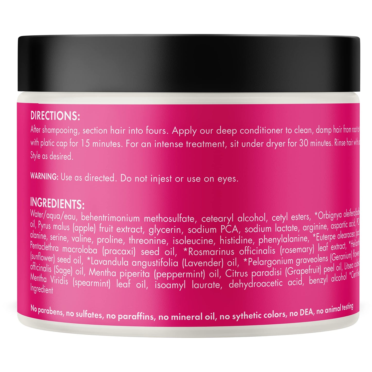 Mielle Organics 巴巴苏薄荷深层护发素,含蛋白质,保湿调理深层护理,滋润修复干燥、受损和卷曲的头发,8 盎司