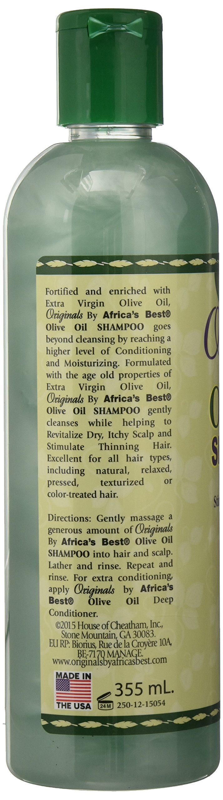 Originals by Africa's Best Olive Oil Shampoo, Formulated With Extra Virgin Olive Oil, Moisturizes, Stimulates Thinning Hair, Revitalizes Dry, Itchy Scalp, 12 oz