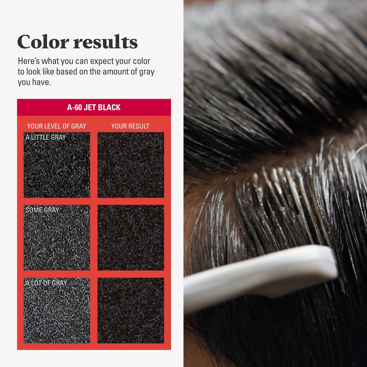 Black Just For Men Easy Comb-In Color Mens Hair Dye, Easy No Mix Application with Comb Applicator - Jet Black, A-60, Pack of 1