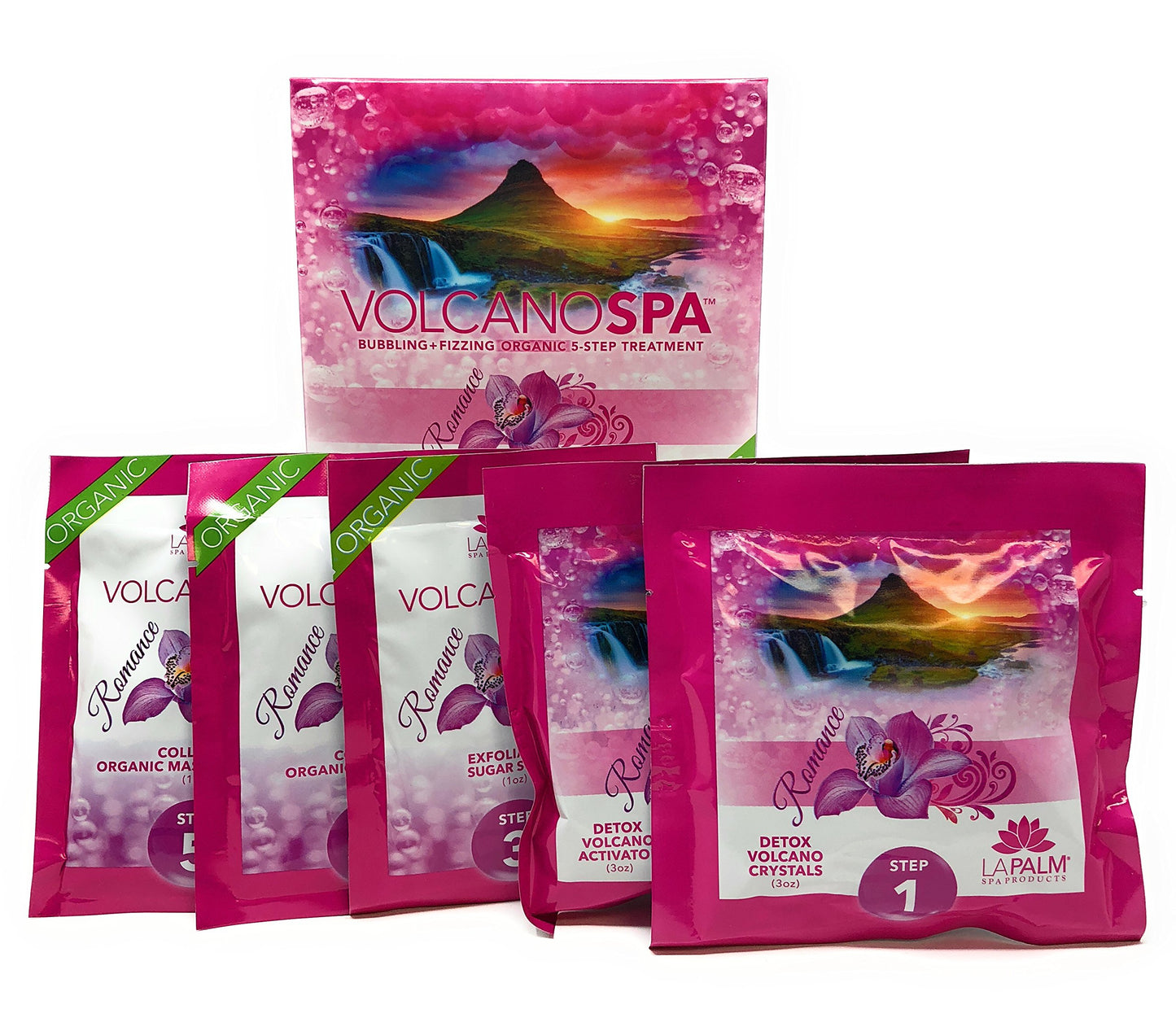 White Smoke La Palm Volcano Spa Bubbling + Fizzing Organic 5-Step Treatment - Romance (4 packs)
