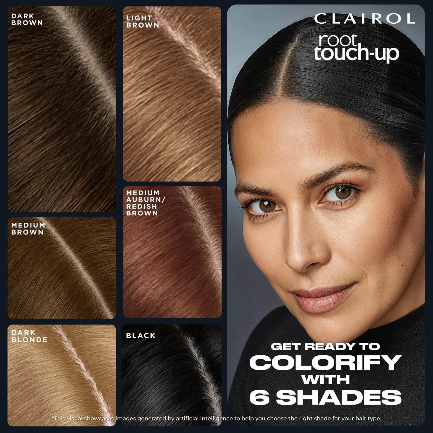 Black Clairol Root Touch-Up Semi-Permanent Hair Color Blending Gel, 6 Light Brown, Pack of 1