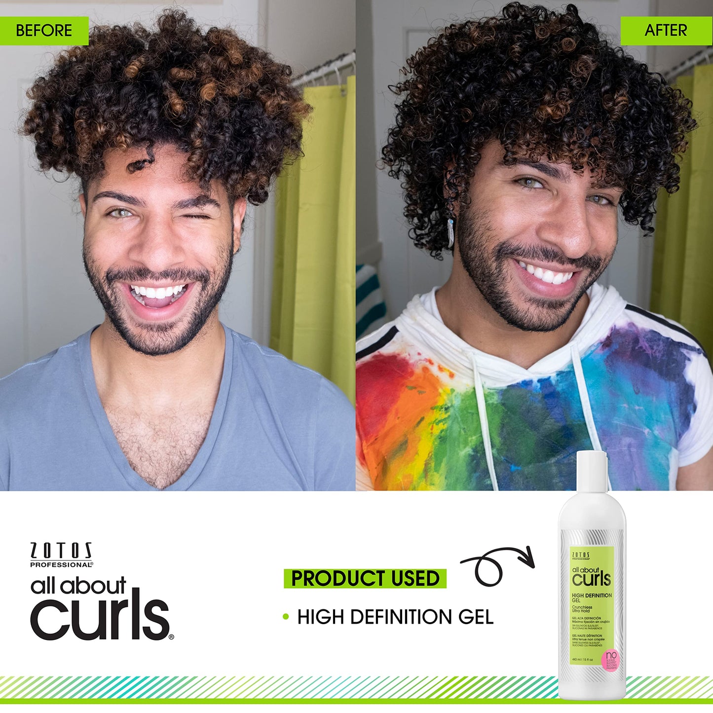 All About Curls High Definition Gel | Crunchless Ultra Hold | Define, Moisturize, De-Frizz | All Curly Hair Types | Vegan & Cruelty Free | Sulfate Free | 15 Fl Oz