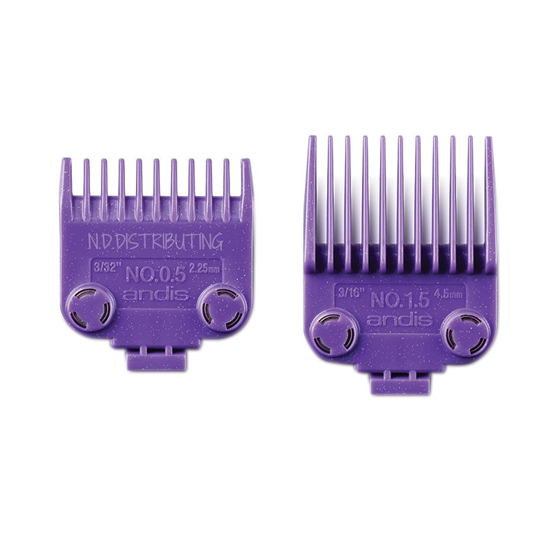 White Smoke Andis (01420) Double Magnet Combs 2pk #0.5 & 1.5