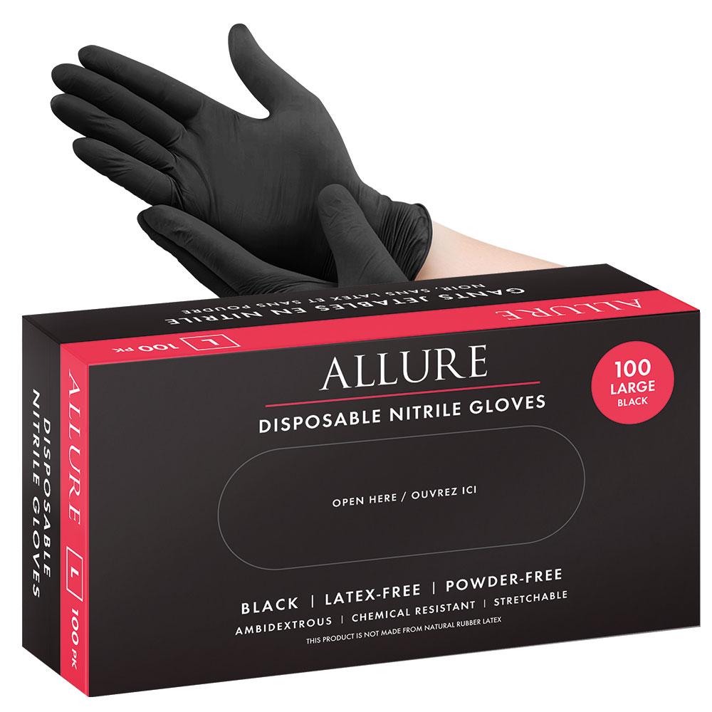White Smoke Allure Nitrile Disposable Gloves Black 100pk - Small