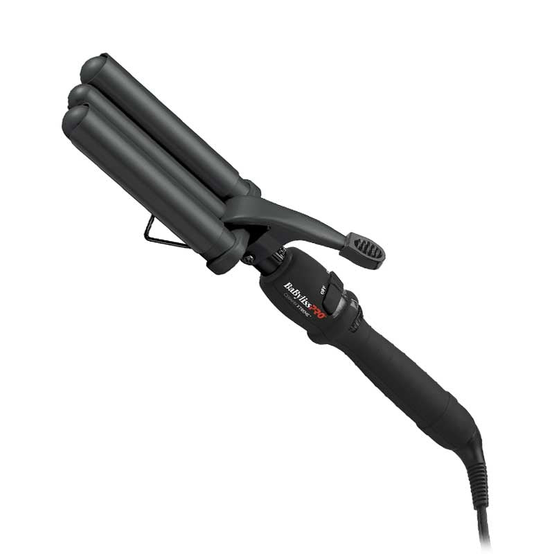 White Smoke BaBylissPRO Black Triple Barrel Ceramic Waver 7/8