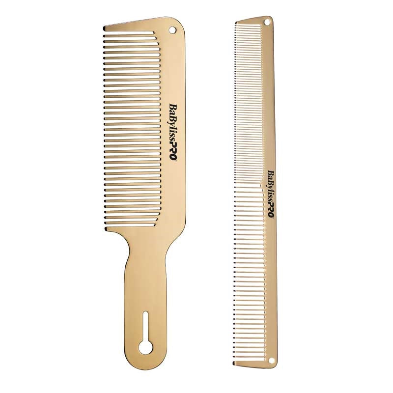 White Smoke BaBylissPRO Metal Comb Duo Gold