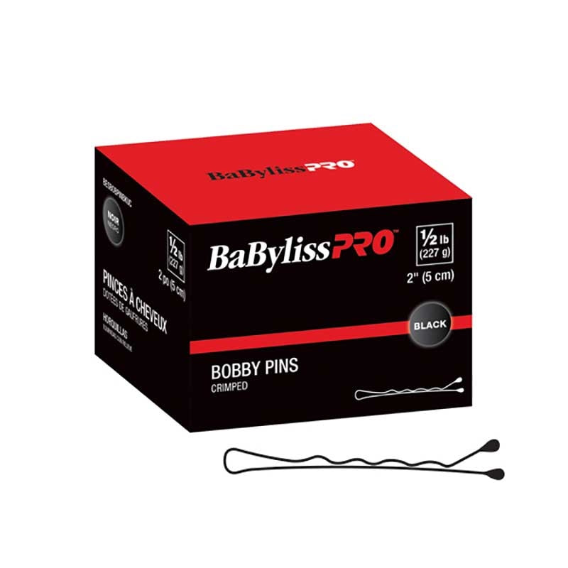 Black BaBylissPRO (34932) 2 Crimped Bobby Pin Black 1/2lb