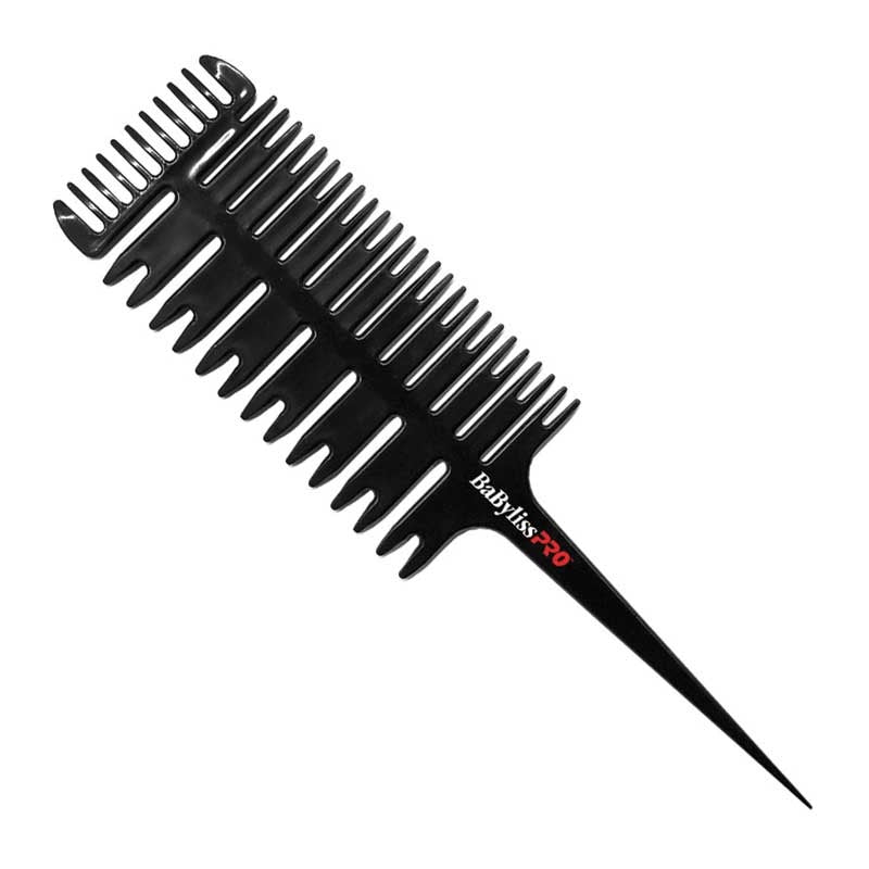White Smoke BaBylissPRO Color Comb with Plastic Pintail Black