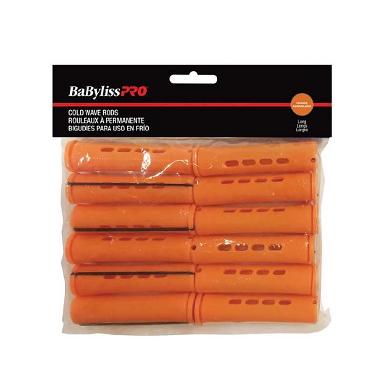 Black BaBylissPRO Cold Wave Rods Jumbo Orange 12/bag