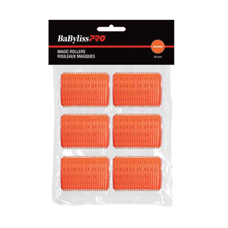 Black BaBylissPRO Vercro Rollers Orange 40mm 6/bag