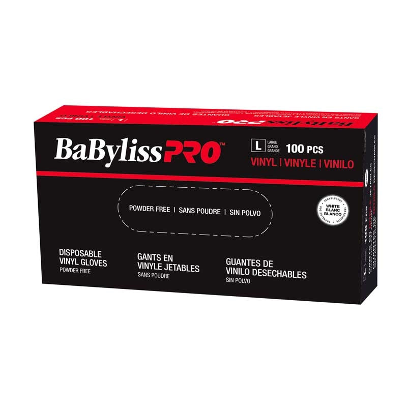 Black BaBylissPRO Disposable Vinyl Gloves Medium 100/box